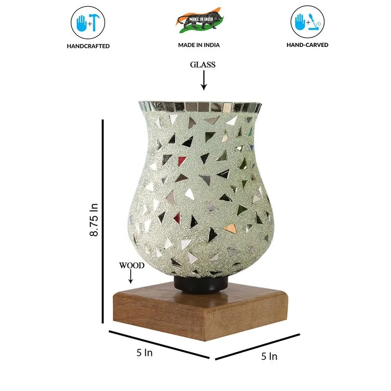 Lumora Mosaic Glass Table Lamp With Wooden Base - Multicolor media 9
