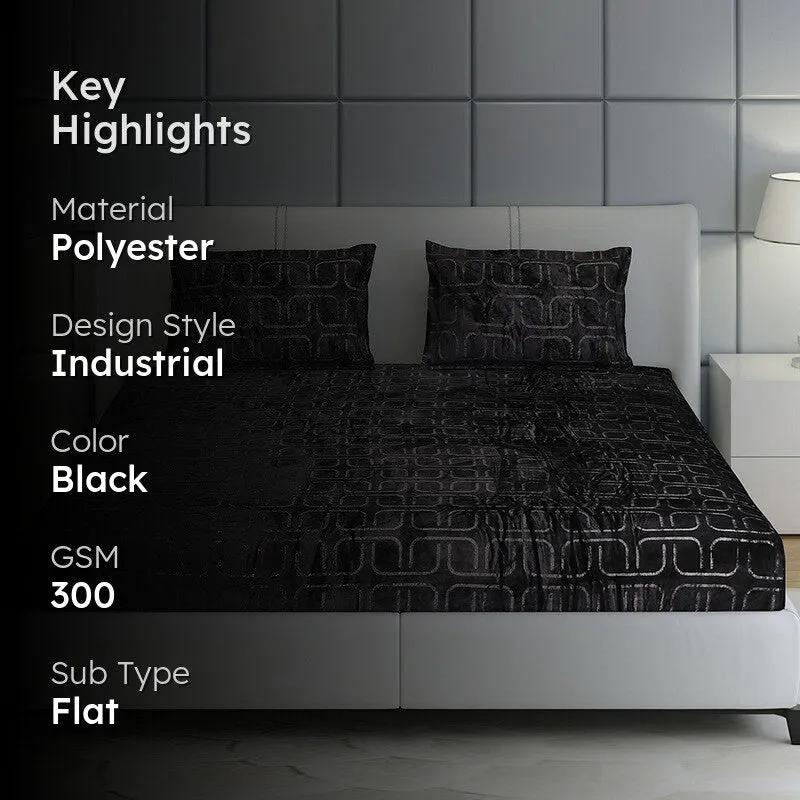 Monte Carlo Gentle Geometry Bedsheet (Charcol) - 300 GSM media 2
