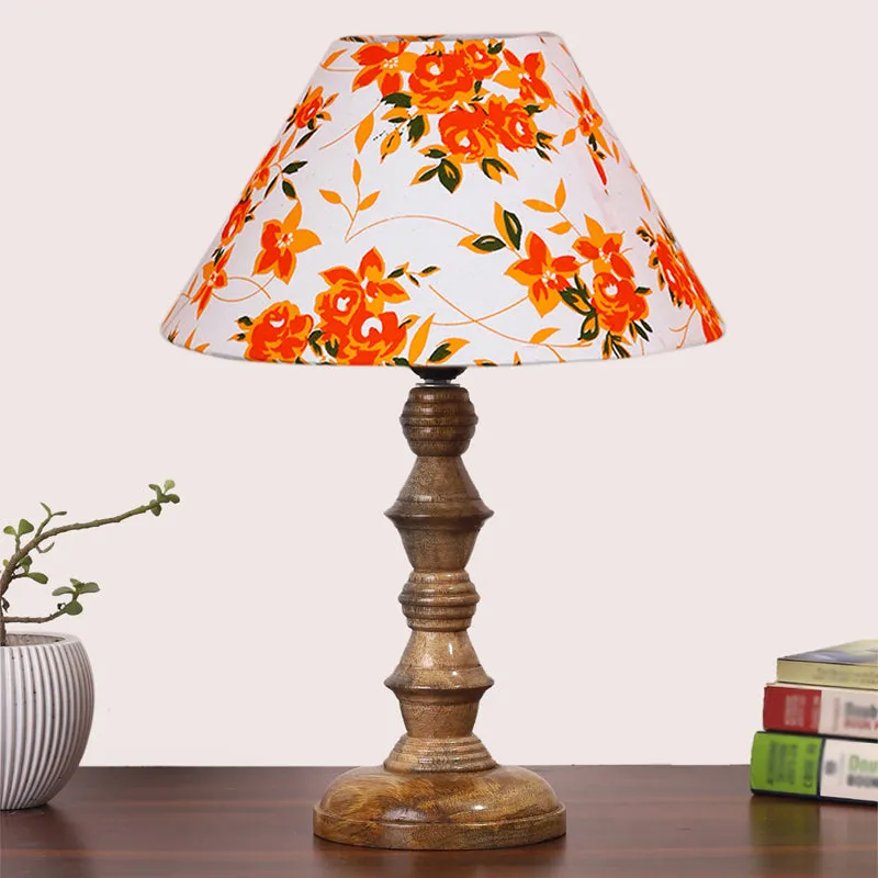 Fleur Cone Timber Wooden Table Lamp - Orange media 3