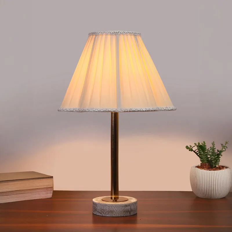 Pleatra Rodin Wooden Table Lamp - White,Gold media 2