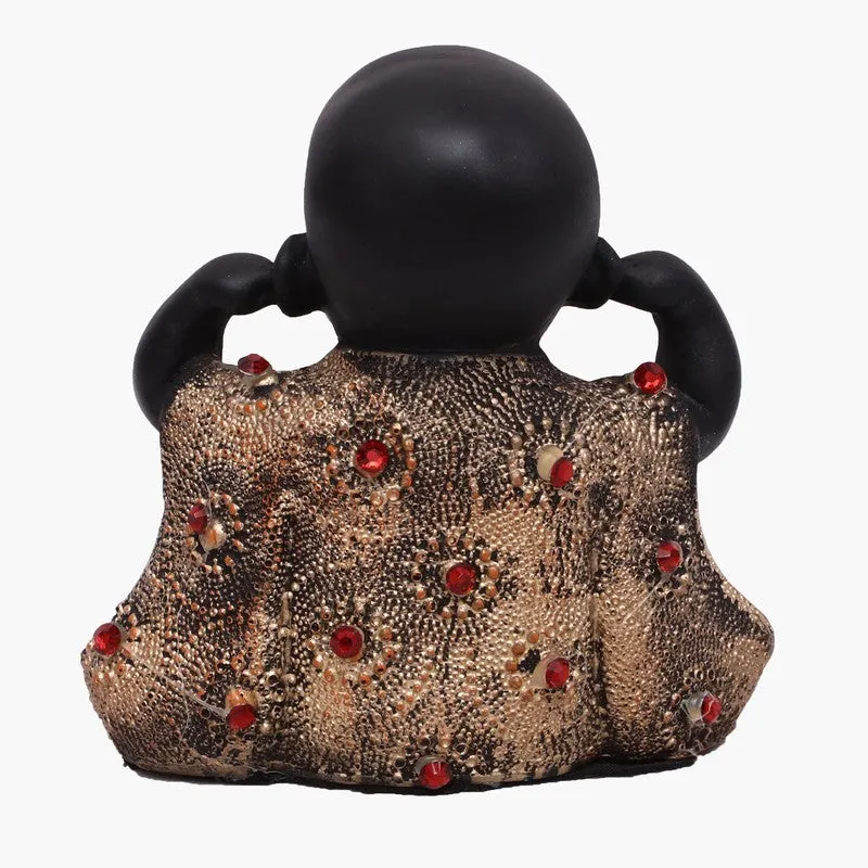 Awakening Laughing Buddha Showpiece - Black media 5