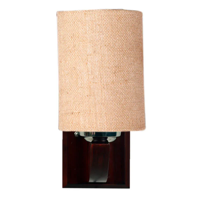 Buff Cylindrical Wooden Wall Lamp media 6