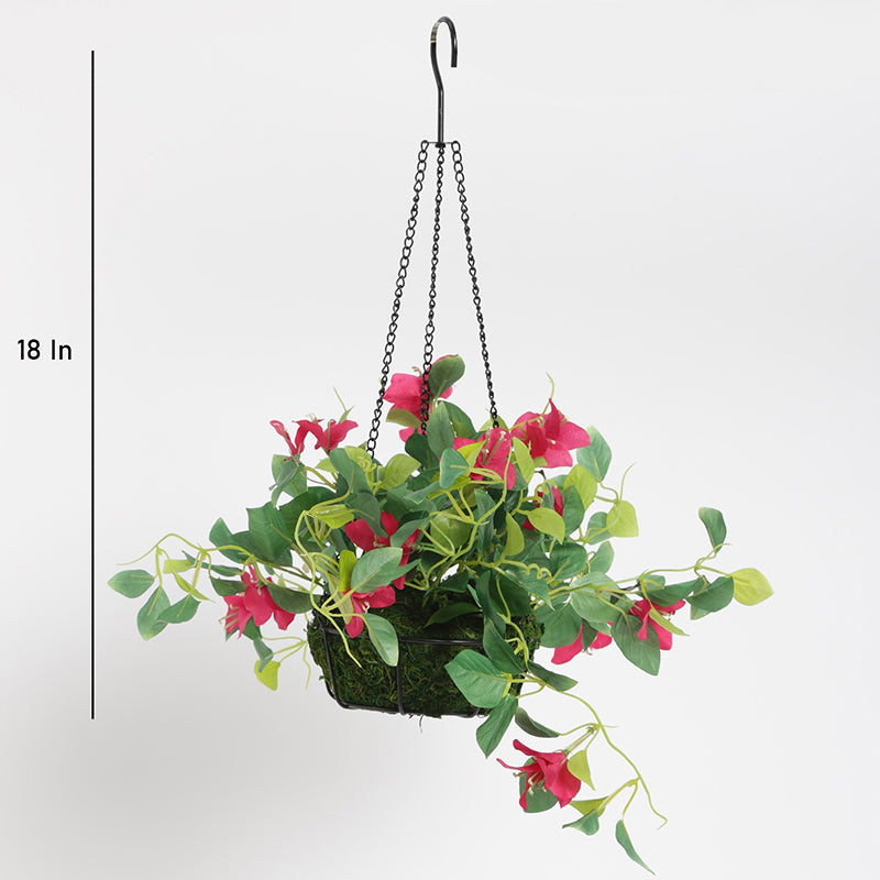 Faux Bougainville In Hanging Basket (Dark Pink) media 4
