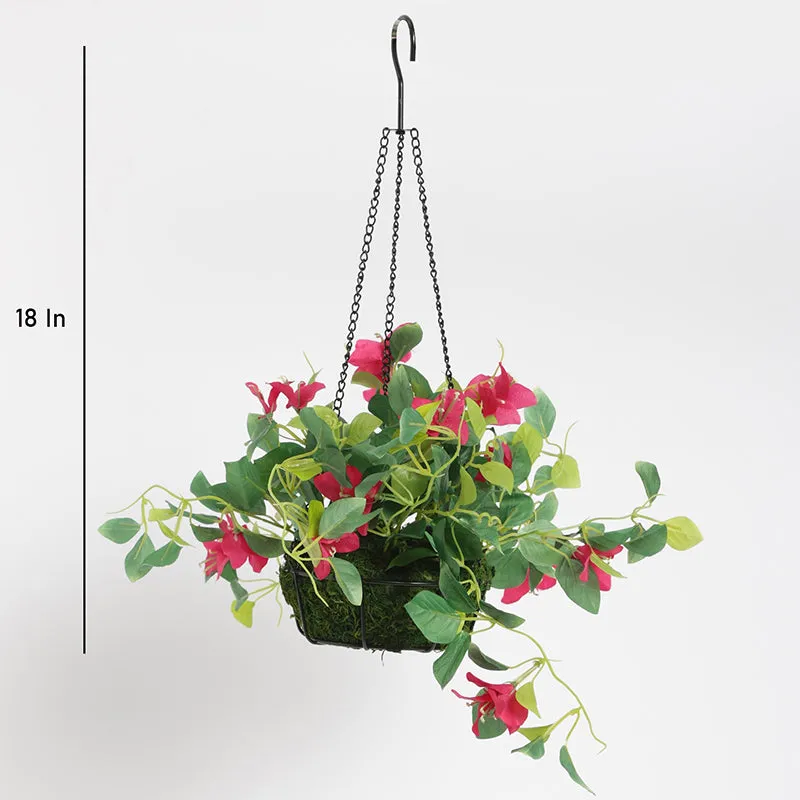 Faux Bougainville In Hanging Basket (Dark Pink) media 4