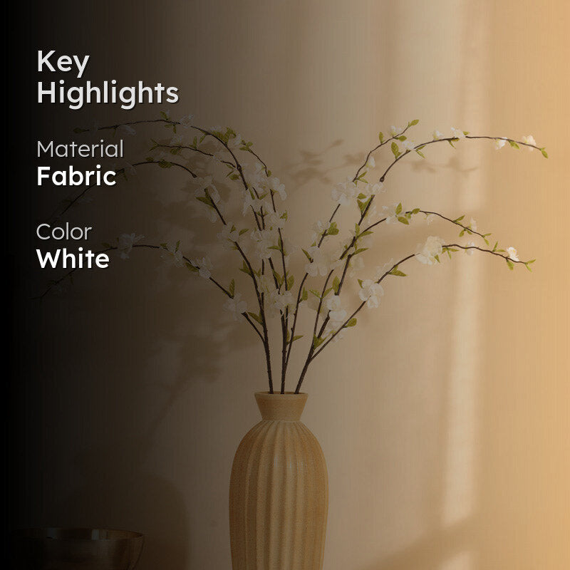 Artificial Realistic Cherry Blossom Flower Stick - White media 2