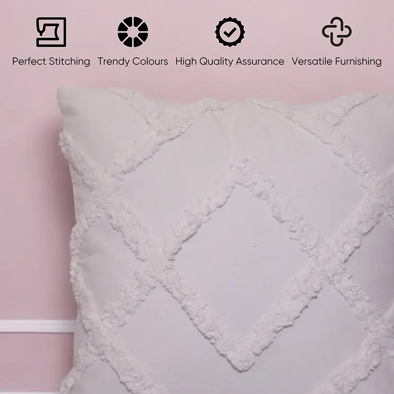 Marshmallow Matrix Tufted Cushion Cover (White) - Set Of Two media 4