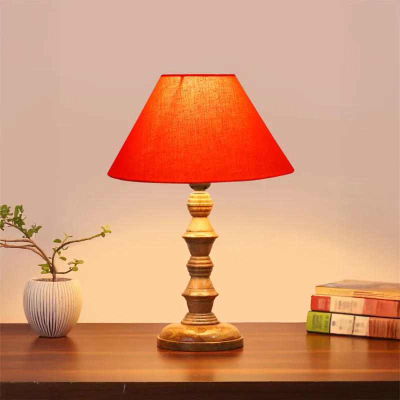 Cotin II Timber Wooden Table Lamp - Orange,Brown media 2