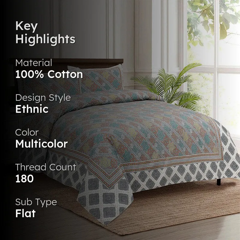 Karna Ethnic Cotton Bedsheet (Multicolor) - 180 TC media 2