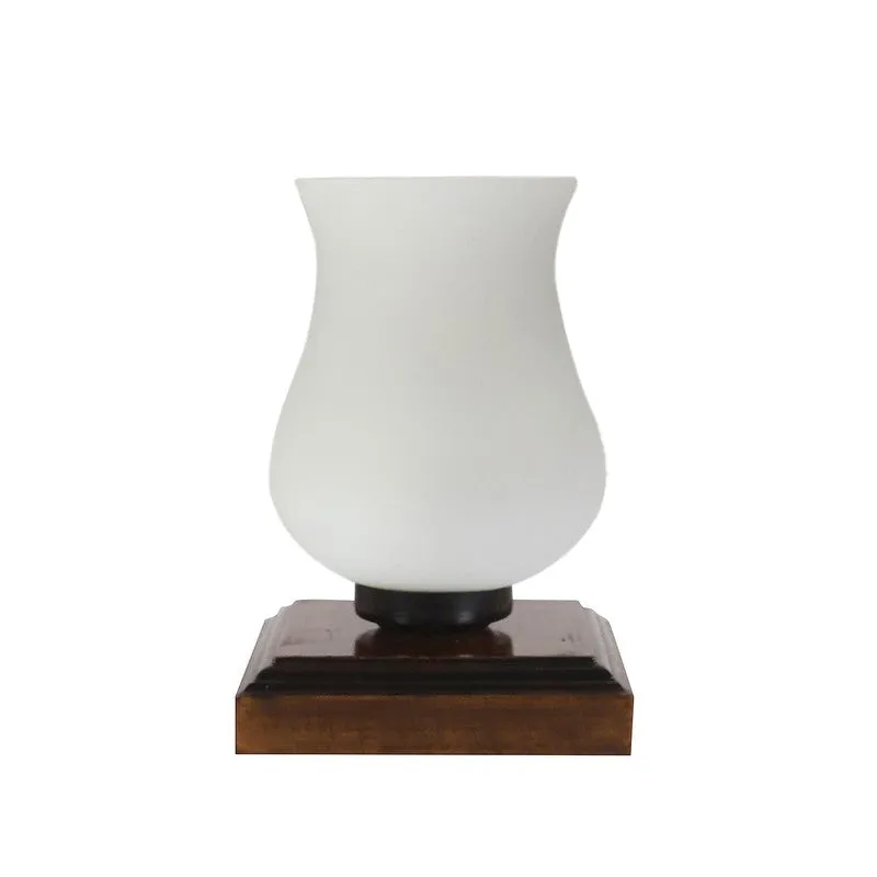 Mirova Glass Table Lamp With Wooden Base - White & Brown media 6