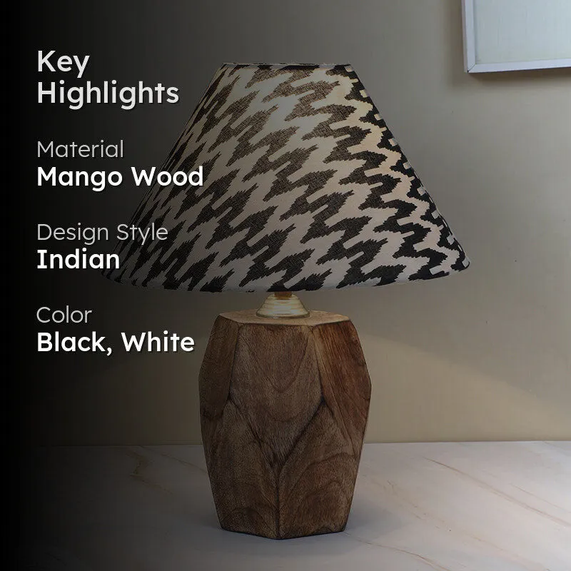 Chevronic Printed Mango Wood Table Lamp - Black,White media 2