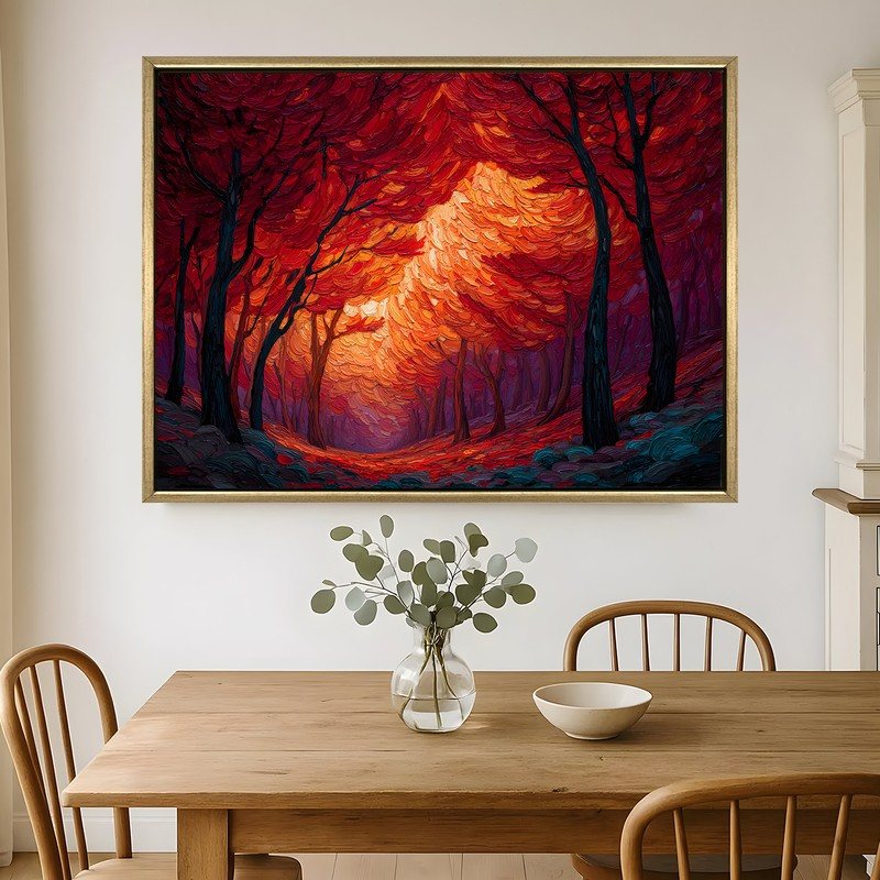 Fireleaf Forest Canvas Wall Painting With Frame