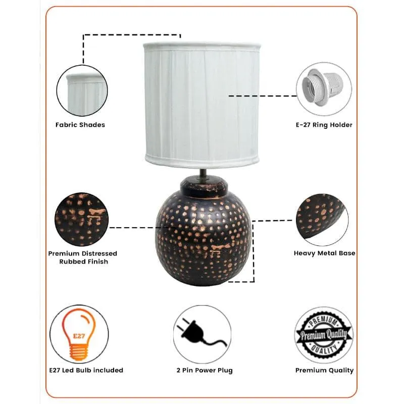 Gola Verda Fabric Table Lamp - White,Copper media 4