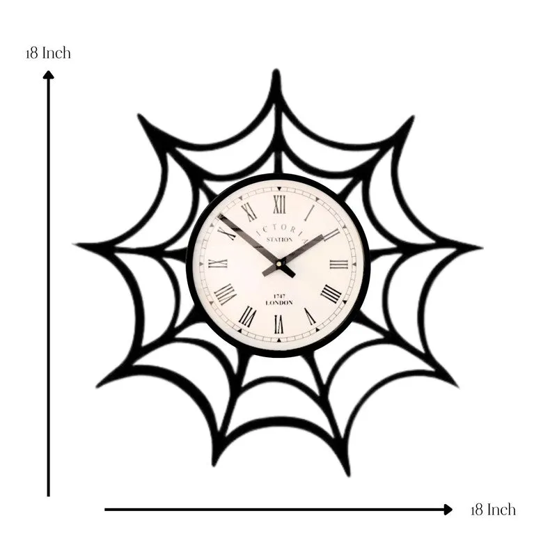 Spiderweb Steel Analog Wall Clock - Black media 7