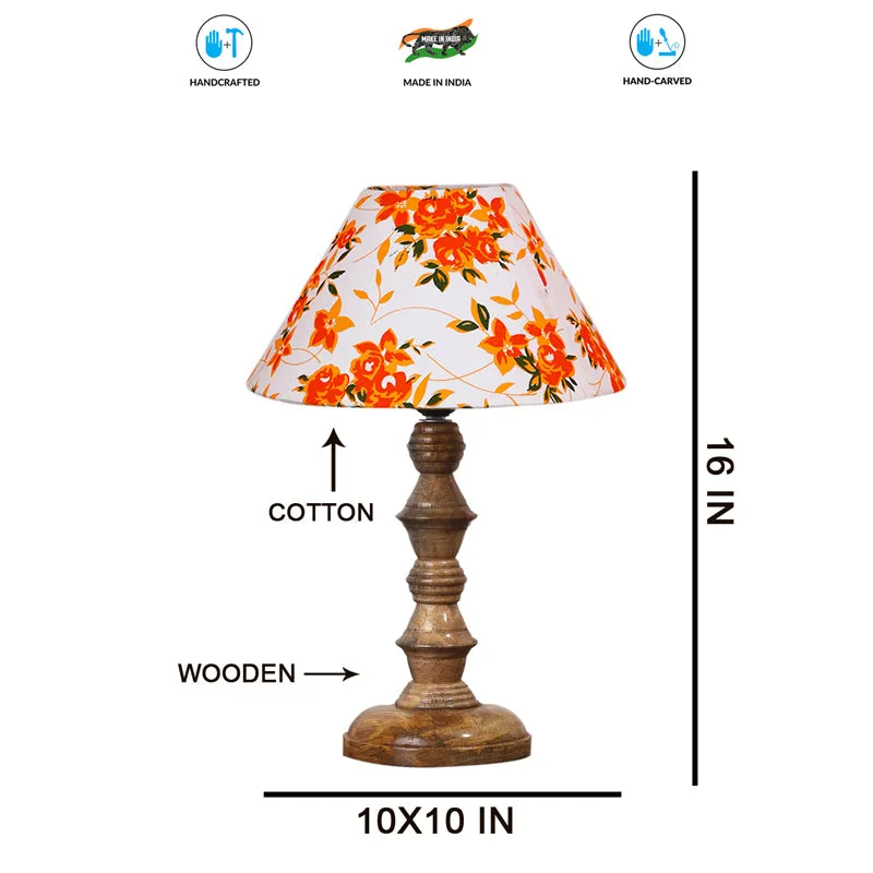 Fleur Cone Timber Wooden Table Lamp - Orange media 7