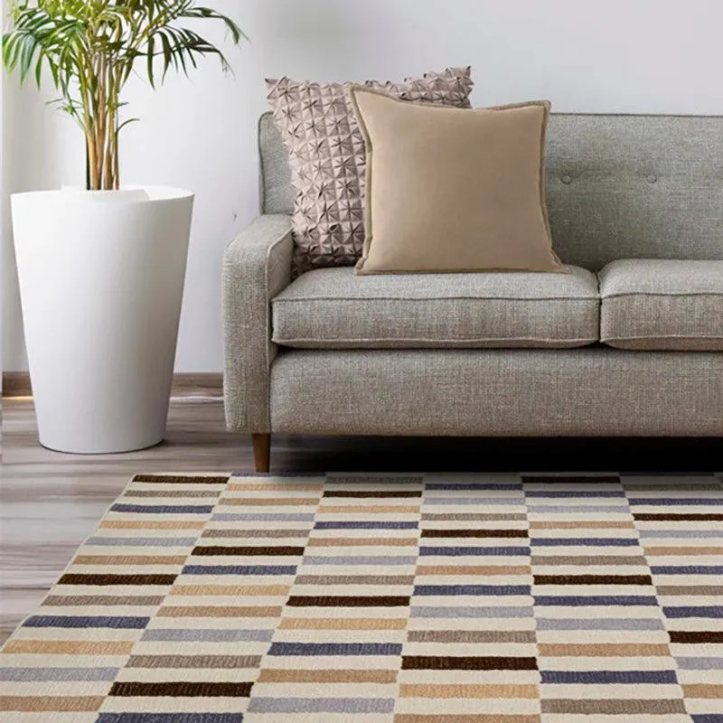 Istari Hand Tufted Geometric Wool & Nylon Carpet - Blue & Beige media 8