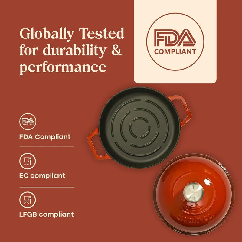 Cumin Co Enamel Cast Iron Bread Oven (Red) - 1000 mL media 8