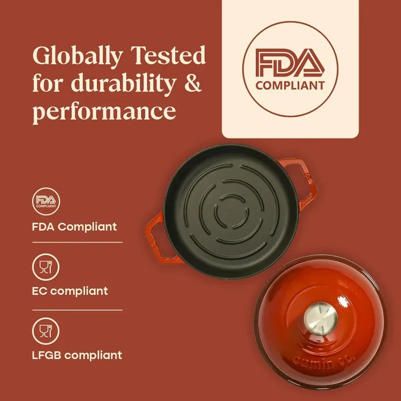 Cumin Co Enamel Cast Iron Bread Oven (Red) - 1000 mL media 8