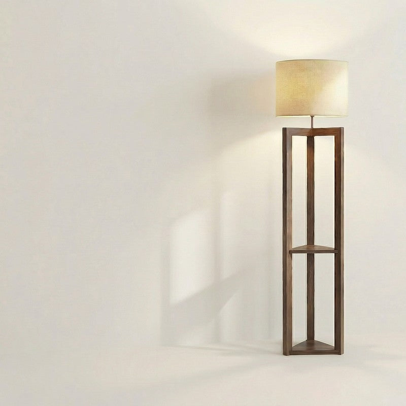 Corintha Shelf Wooden Floor Lamp with Fabric Shade media 8