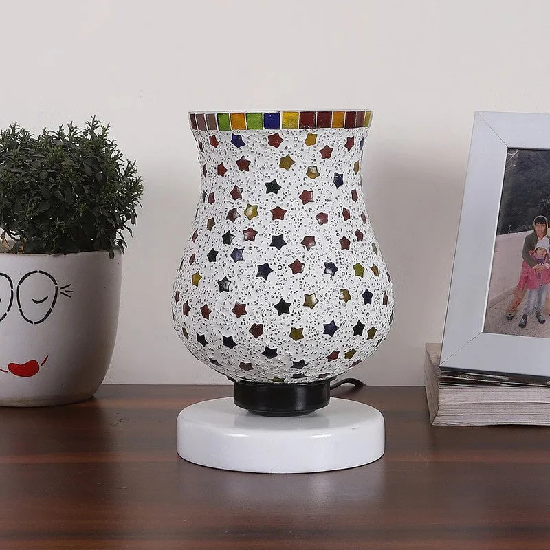 Lunexa Mosaic Glass Table Lamp With Wooden Base - Multicolor media 4