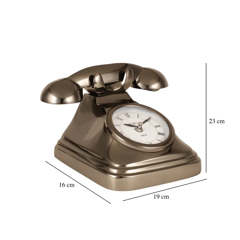 Antique Telephone Aluminum Table Clock - Black media 5