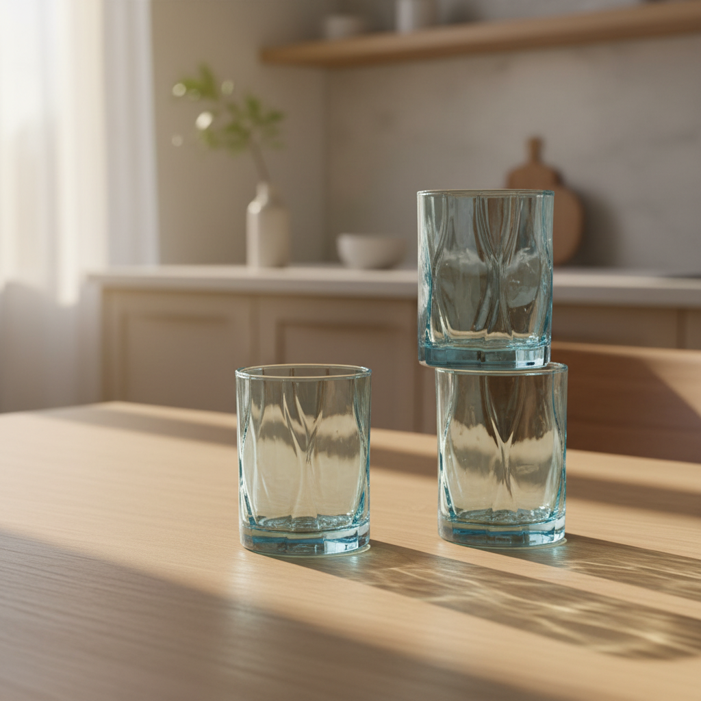 Kenzie Blue Glass Tumbler (300 ML) - Set Of Six - 300 ML Each