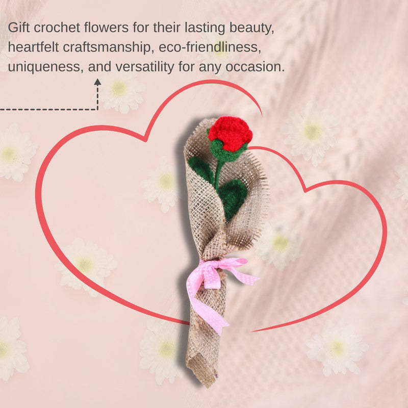 Crochet Handmade Rose Flower Bouquet - Red media 8