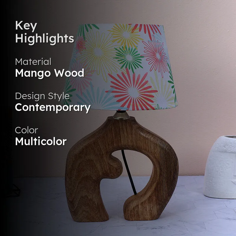 Hikari Stag Printed Mango Wood Table Lamp - Multicolor media 2