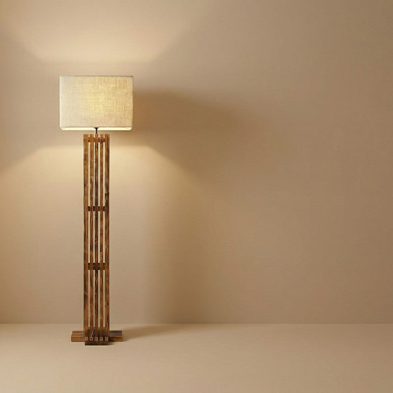 Coronis Wooden Floor Lamp with Fabric Shade media 6