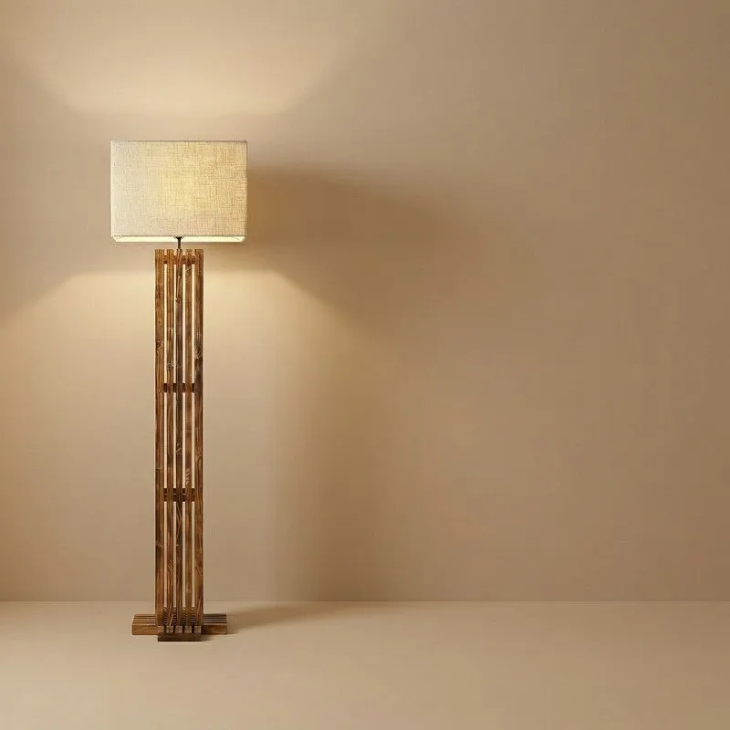 Coronis Wooden Floor Lamp with Fabric Shade media 6
