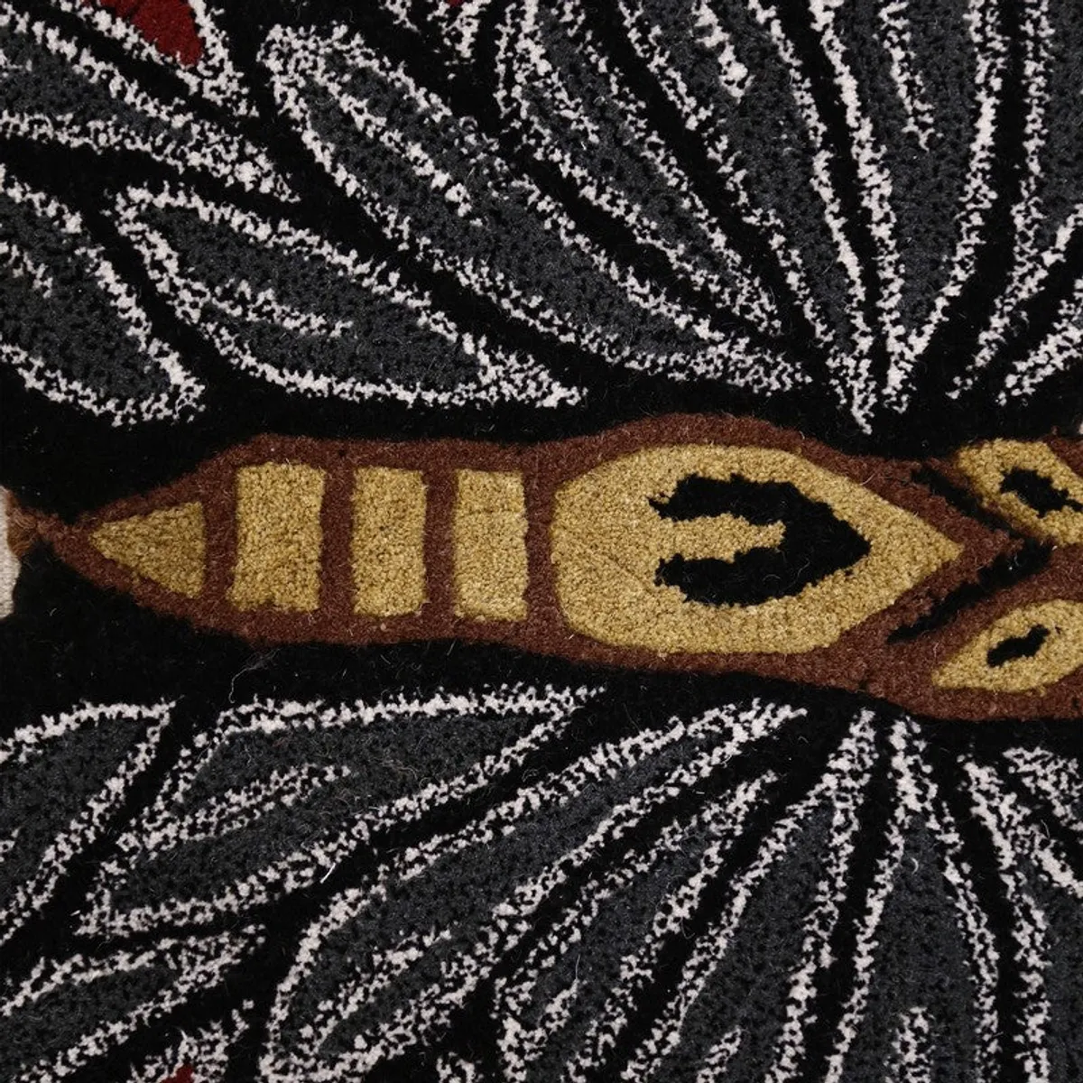 Detailed close-up of the butterfly body and textured wing pile