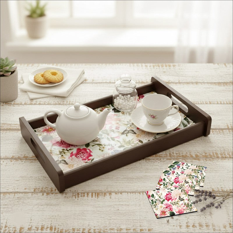EchoServe Serving Tray with 4 Coasters - Five Piece Set