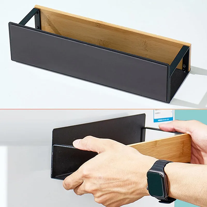 Layloft Magnetic Bamboo & Carbon Steel Wall Rack - Set Of Two media 6