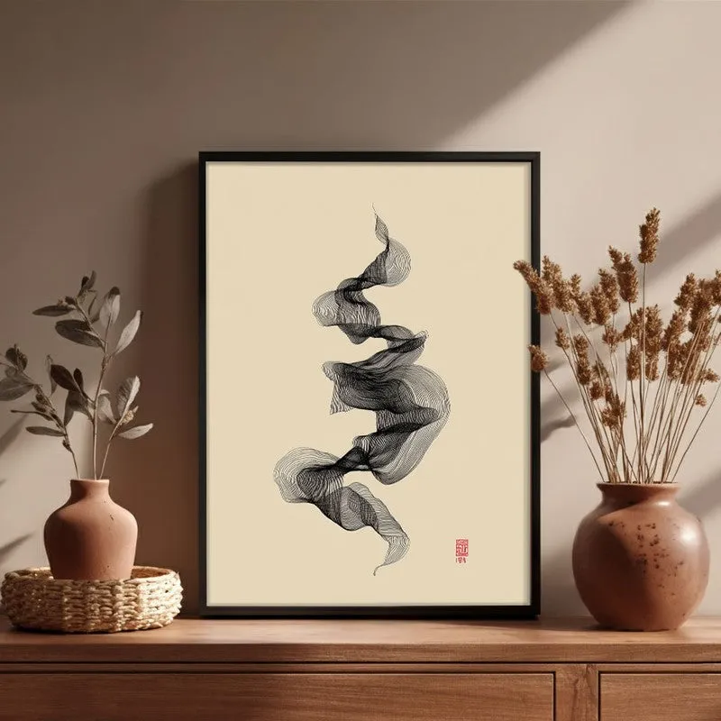Calligraphy of Calm Archival Paper Wall Painting With Black Frame media 6