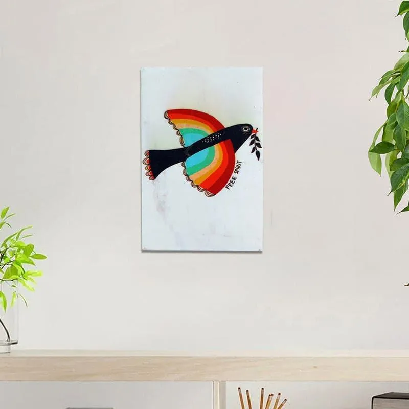 Rainbow Bird Marble Wall Accent media 1