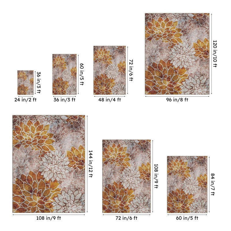 Enaya Floral Polyester Carpet - Gold media 13