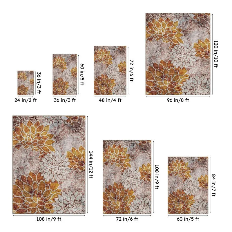 Enaya Floral Polyester Carpet - Gold media 13
