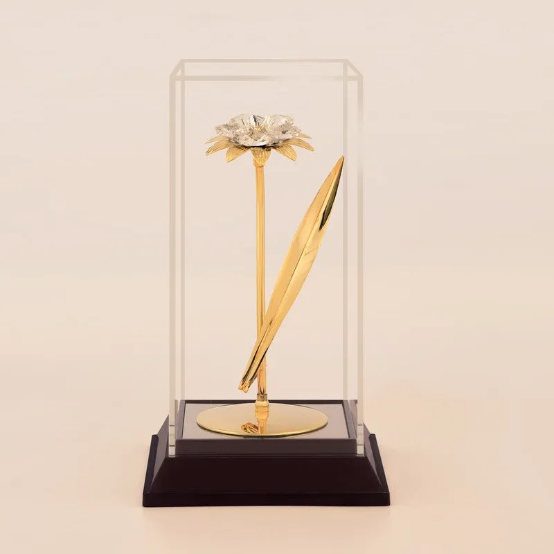 Golden Petal Elegance 24K Gold Plated Mild Steel Showpiece media 3
