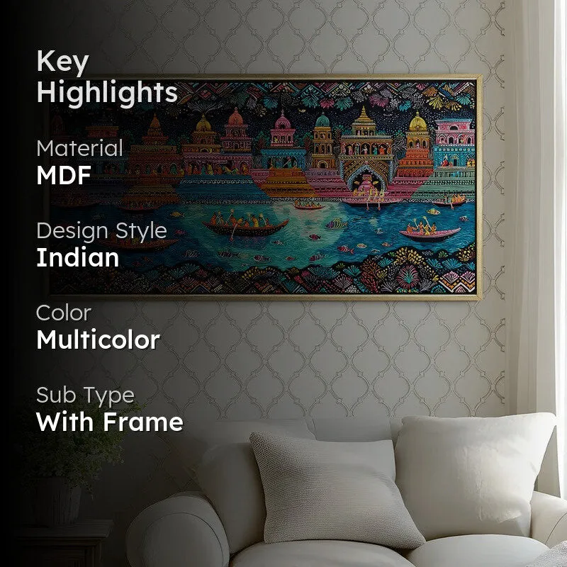 Joyous Boats of Banaras Folk Wall Art media 2