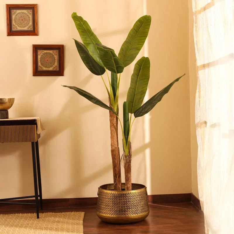 Artificial Banana Plant With Black Plastic Pot - 5 ft media 1