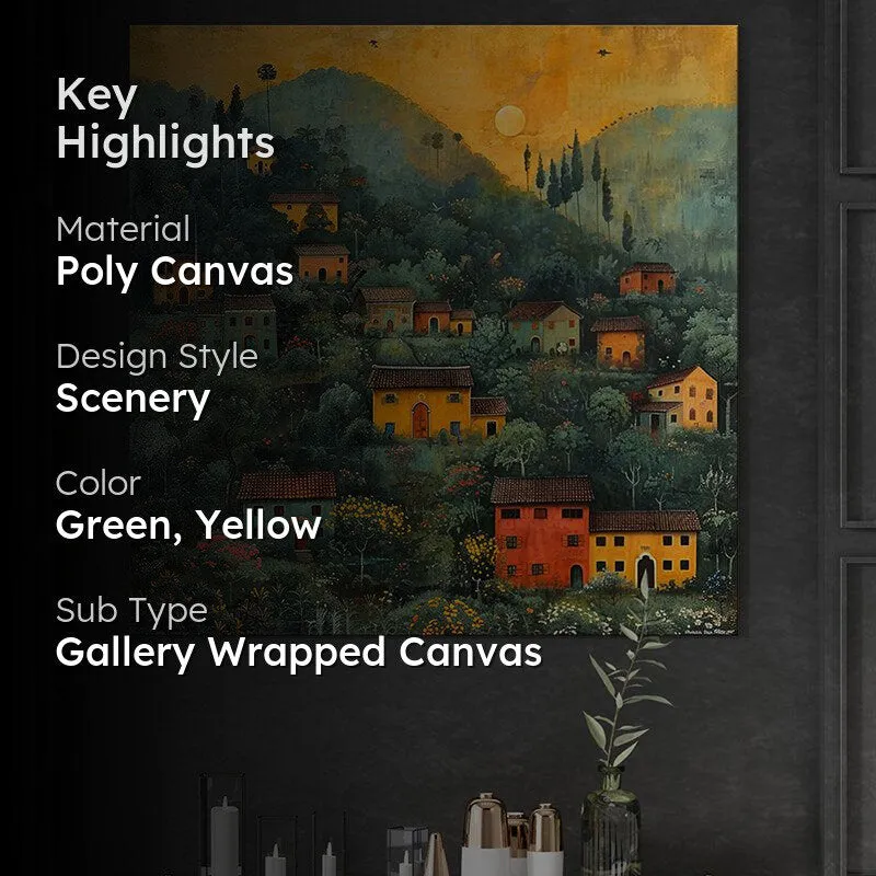Hillside Nestled Houses Poly Canvas Wall Painting media 2
