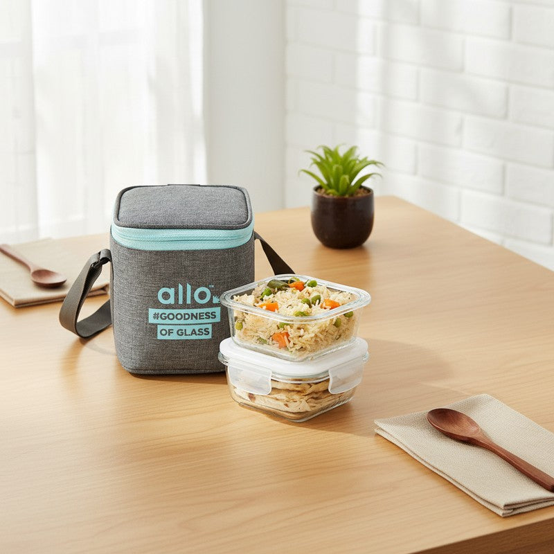 Tifro Leak Proof Glass Lunch Box (320 mL Each) - Set Of Two media 3
