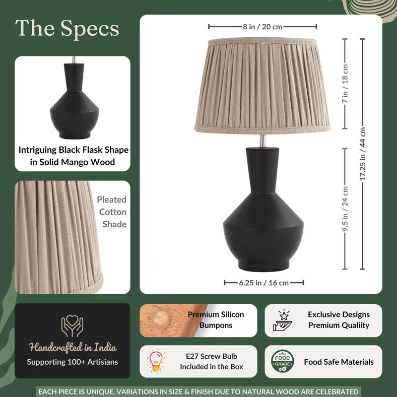 Amiro Plated Wooden Table Lamp - Grey,Black media 4
