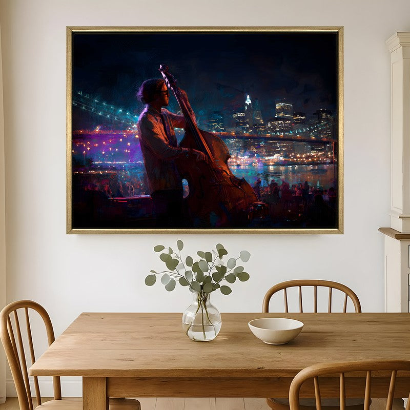 Midnight Bass Canvas Wall Painting With Frame