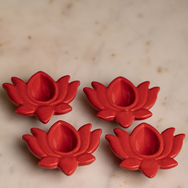 Ambuj Ceramic Diya - Set Of Four