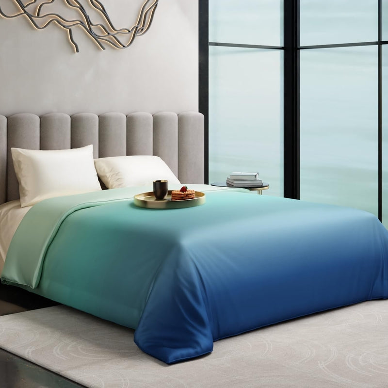 Weavo Printed Satin Comforter (Blue,Green) - 150 GSM - King