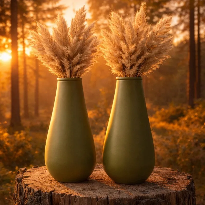 Celestial Curve Vase (Green) - Set of Two media 5