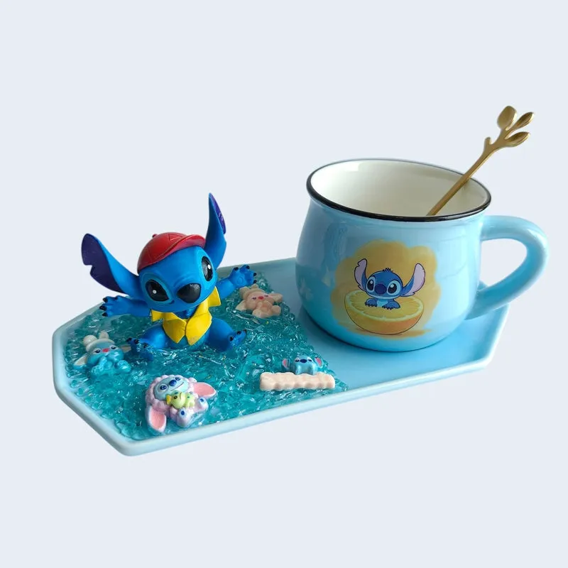 Citrus Splash Stitch Ceramic Coffee Mug With Tray (180 mL) - 8
