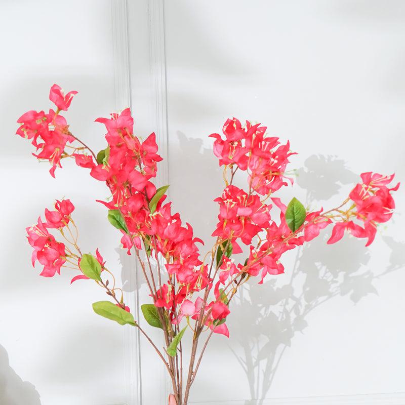 Faux Pink Bougainvillea Plastic Flower Stick (36 CM) - Set Of Two media 3