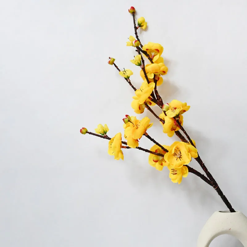 Artificial Plum Blossom Flower Stick - Yellow - 5