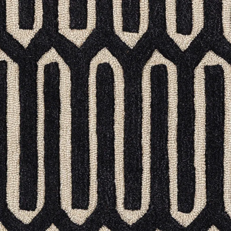 Diores Hand Tufted Geometric Wool & Nylon Carpet - Black media 4